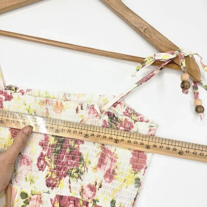 [BUNJANG] Flower Cotton Long Dress Camisole Lace / 플라워 코튼 롱 원피스 캉캉 레이스 끈나시 [F50761]