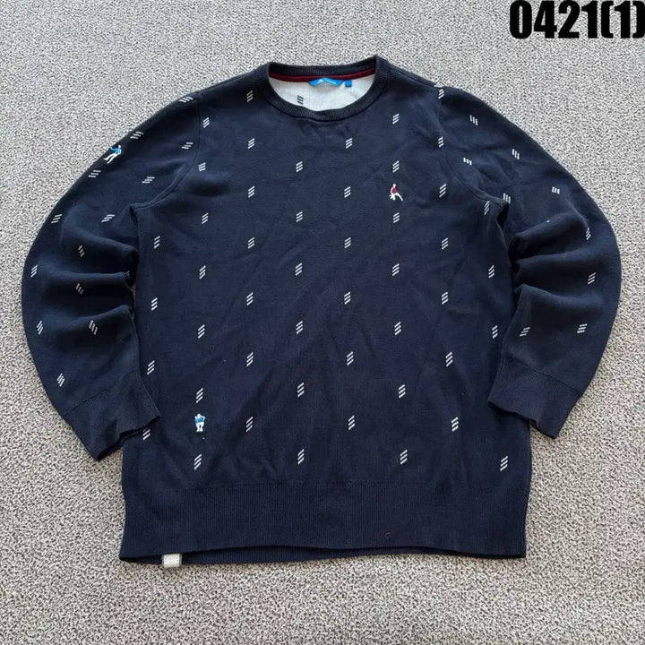 [BUNJANG] Adidas Navy Pattern Knit Sweater (Size 105) / 아디다스 네이비 패턴 니트 105
