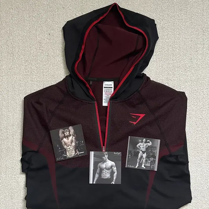 [BUNJANG] Gymshark Onyx Hoodie Carmine Red L / 짐샤크 오닉스 후드 카민레드