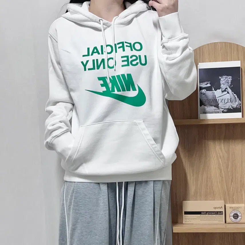 [BUNJANG] Nike White Printing Hoodie L / [정품] 나이키 화이트 프린팅 후드티 [ L ]