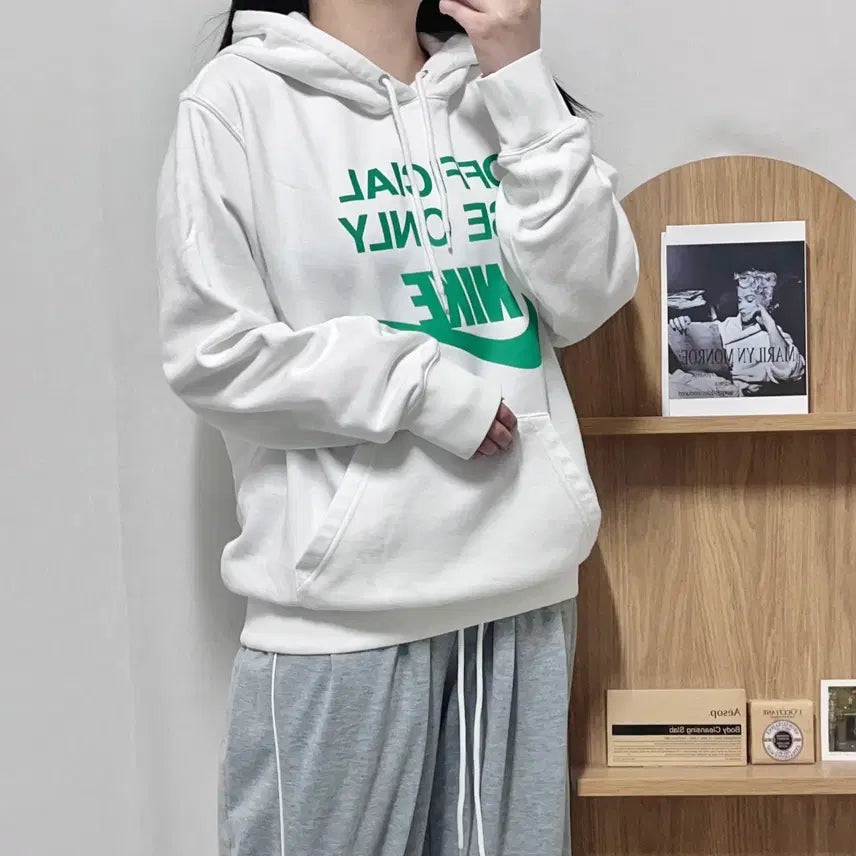 [BUNJANG] Nike White Printing Hoodie L / [정품] 나이키 화이트 프린팅 후드티 [ L ]