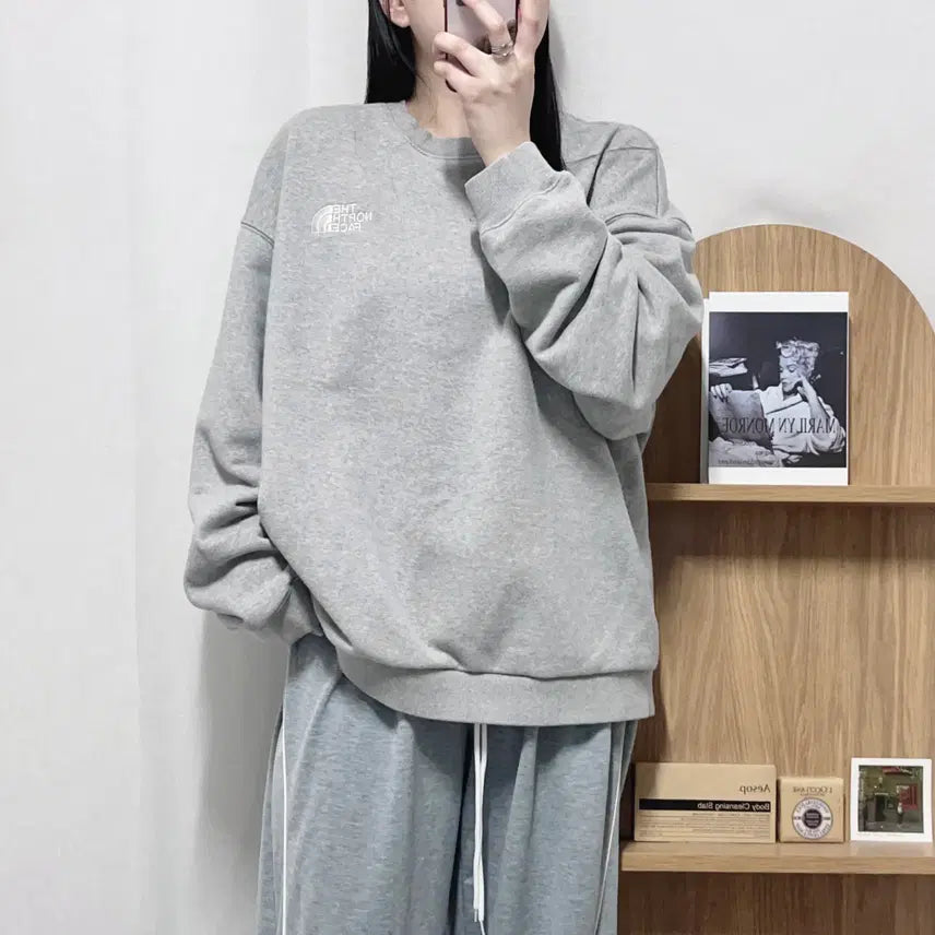 [BUNJANG] The North Face Gray Two Logo Sweatshirt (XL) / [정품] 노스페이스 그레이 투로고 맨투맨 [ XL ]