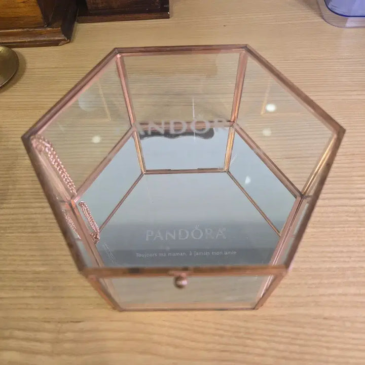 [BUNJANG] Vintage Hexagonal Glass Jewelry Box with Rose Gold Frame / 빈티지 육각 유리함