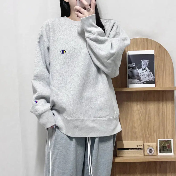[SOLD OUT] [정품] 챔피온 그레이 투로고 기모 맨투맨 [ XL ]