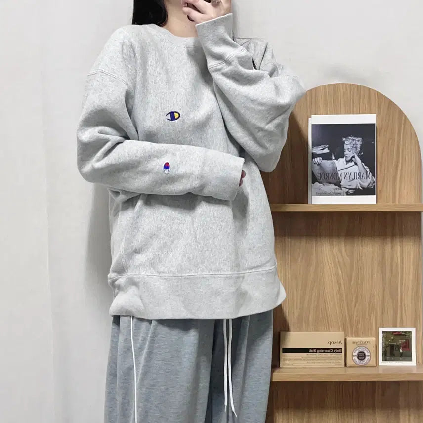 [SOLD OUT] [정품] 챔피온 그레이 투로고 기모 맨투맨 [ XL ]