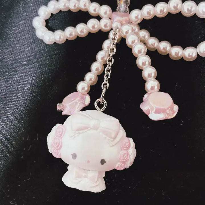 [BUNJANG] Sanrio White Frill Strap Corgi Keyring / 산리오 화이트프릴 스트랩 키링 코기뮹