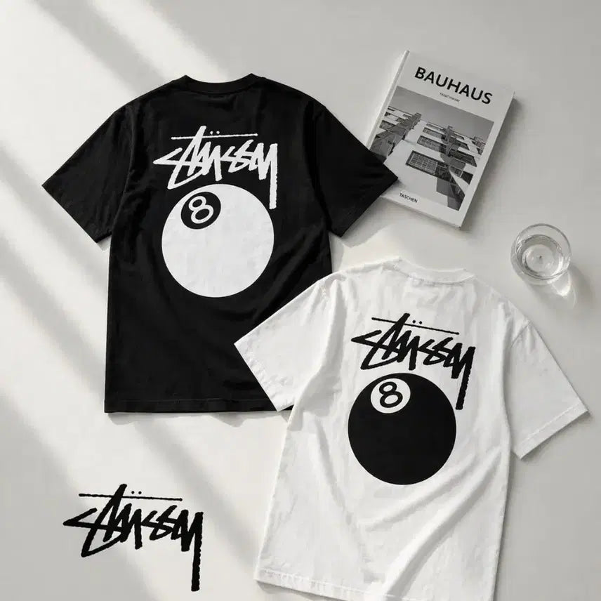 [BUNJANG] Stüssy 8-Ball Short Sleeve T-Shirt Black/White Unisex / 스투시 8볼 반팔 티셔츠 블랙/화이트 남녀공용