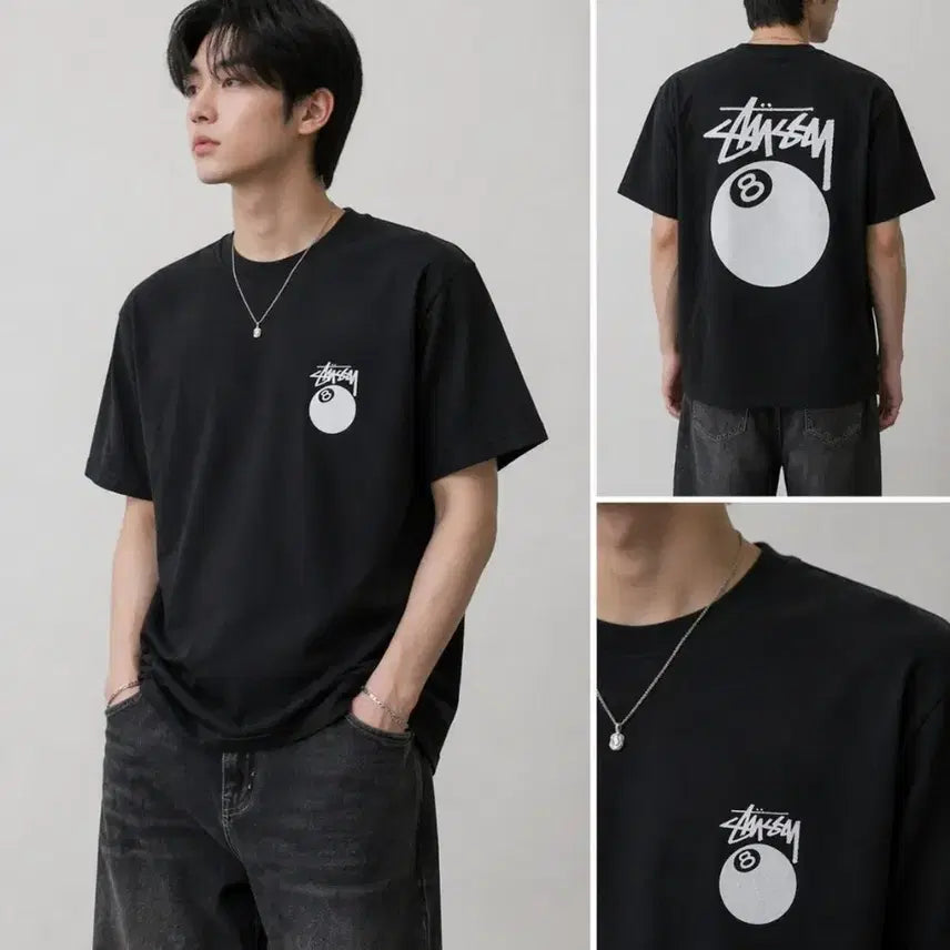 [BUNJANG] Stüssy 8-Ball Short Sleeve T-Shirt Black/White Unisex / 스투시 8볼 반팔 티셔츠 블랙/화이트 남녀공용
