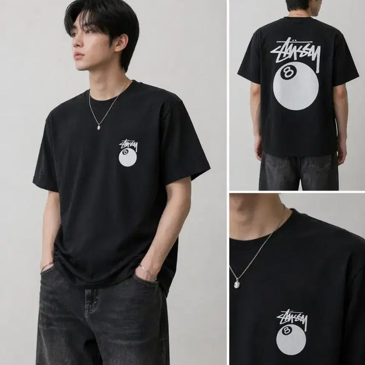 [BUNJANG] Stüssy 8-Ball Short Sleeve T-Shirt Black/White Unisex / 스투시 8볼 반팔 티셔츠 블랙/화이트 남녀공용