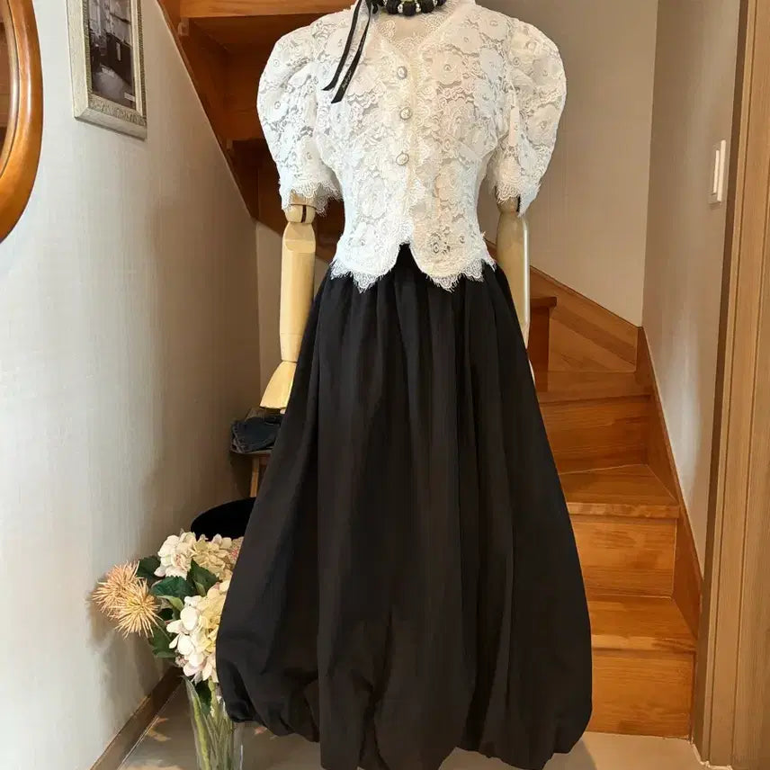 [BUNJANG] Black Volume Long Skirt / 블랙 롱 스커트