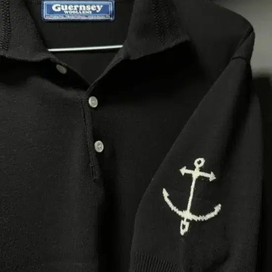[BUNJANG] Gunji Woollens Short Sleeve Polo Shirt / [L] 건지울른스 반팔 카라 블랙