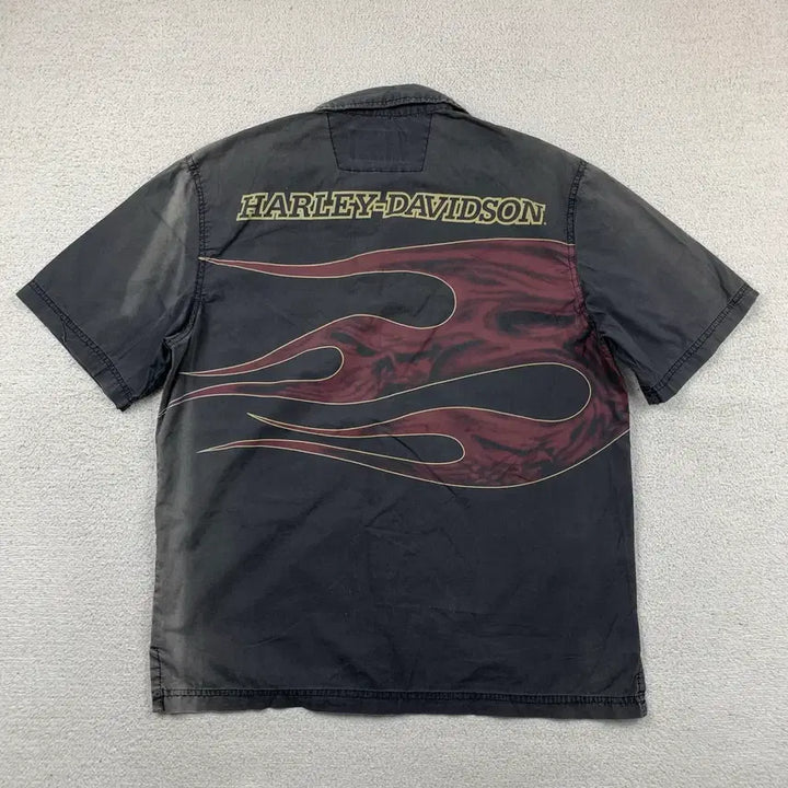 [BUNJANG] 90s Harley Davidson Flame Logo Faded Half Shirt / 90s 할리 데이비슨 플레임 로고 페이드 하프 셔츠