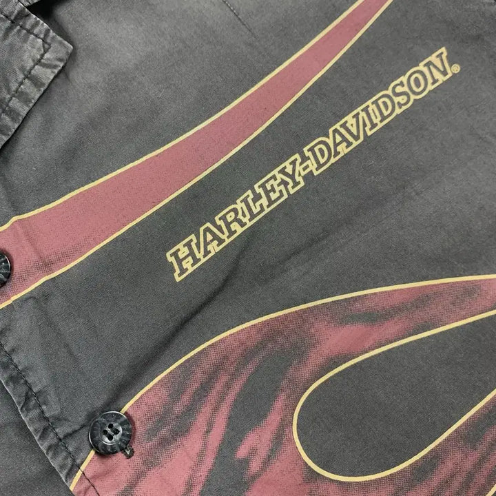 [BUNJANG] 90s Harley Davidson Flame Logo Faded Half Shirt / 90s 할리 데이비슨 플레임 로고 페이드 하프 셔츠