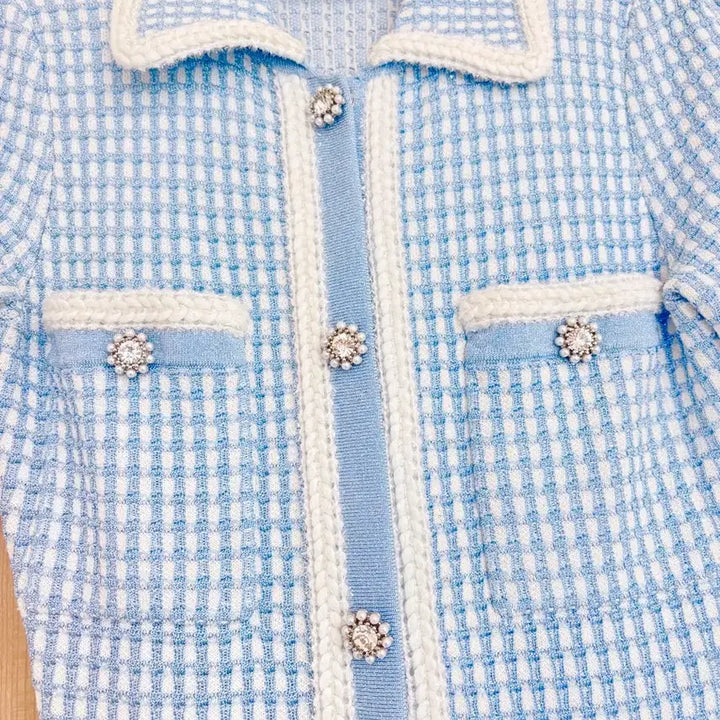 [BUNJANG] Self-Portrait Knitted Mini Dress / self-portrait 셀프포트레이트 블루 니트 미니 드레스