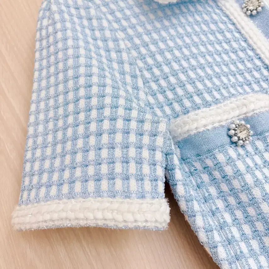 [BUNJANG] Self-Portrait Knitted Mini Dress / self-portrait 셀프포트레이트 블루 니트 미니 드레스