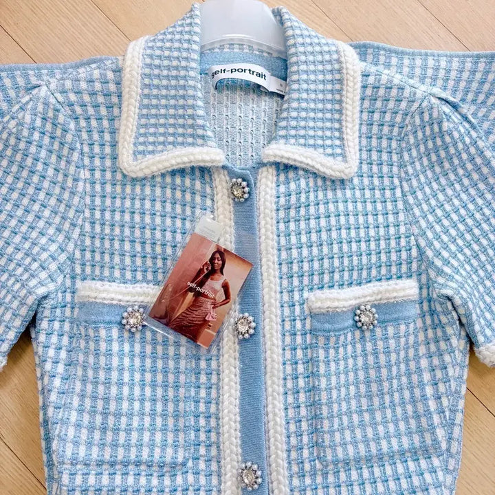 [BUNJANG] Self-Portrait Knitted Mini Dress / self-portrait 셀프포트레이트 블루 니트 미니 드레스