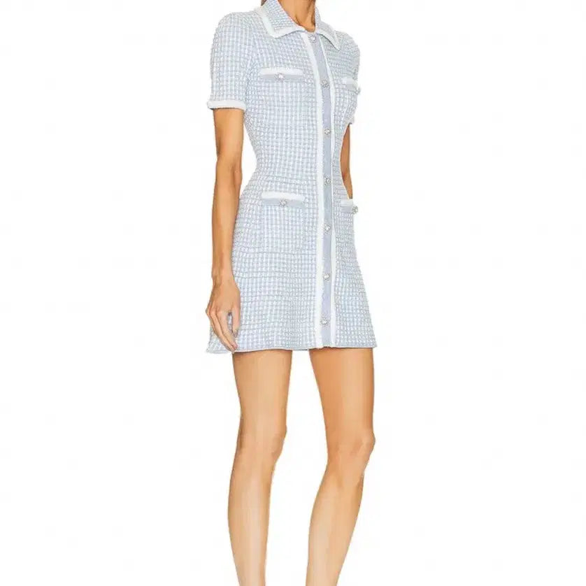 [BUNJANG] Self-Portrait Knitted Mini Dress / self-portrait 셀프포트레이트 블루 니트 미니 드레스