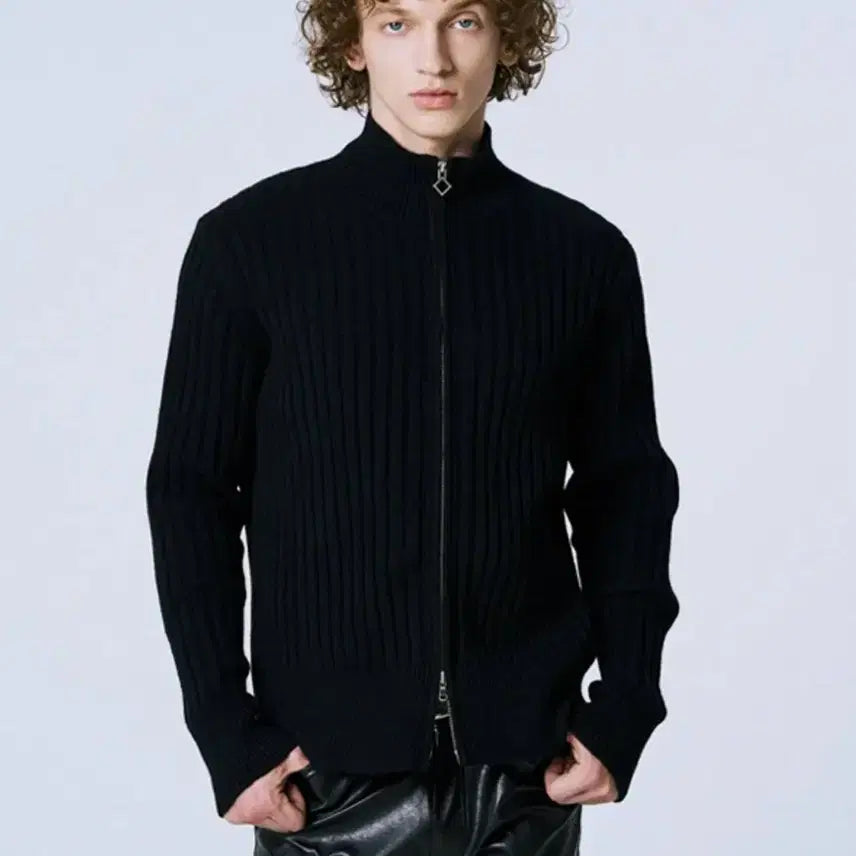 [BUNJANG] (L) 세비지 Knit Zip Up - Black / (L) 세비지 Knit Zip Up - Black