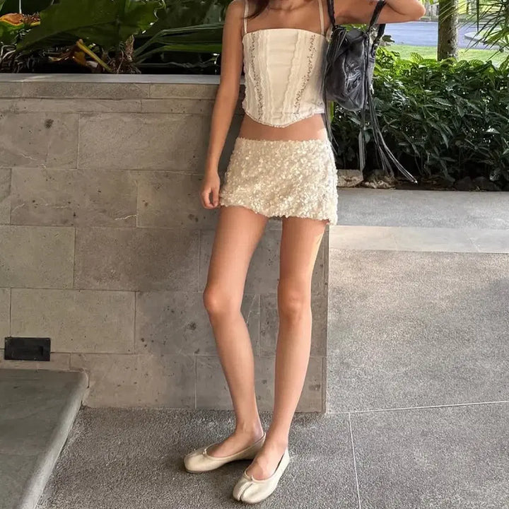[BUNJANG] Glowny Twinkle Mini Skirt Ivory / [미개봉] 글로니 트윙클 미니 스커트 아이보리 twinkle glowny