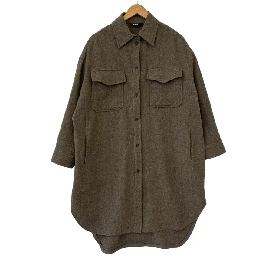 [BUNJANG] DKNY Oversized Long Shirt Jacket Brown XS / DKNY 오버사이즈 롱 셔츠 자켓 브라운 XS 정품