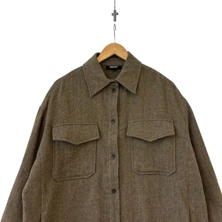 [BUNJANG] DKNY Oversized Long Shirt Jacket Brown XS / DKNY 오버사이즈 롱 셔츠 자켓 브라운 XS 정품