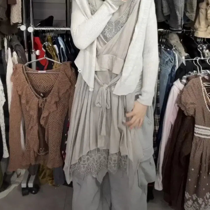 [BUNJANG] Sun Garden Gray Fairy Dress Set / 선가든 그레이 페어리 원피스셋