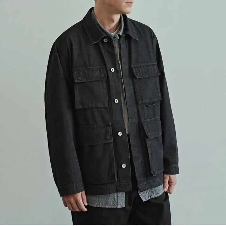 [BUNJANG] Uniform Bridge Denim BDU Black Washed Jacket / [L유니폼브릿지 데님 bdu 블랙워시드 자켓