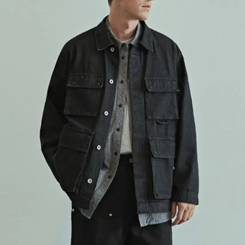 [BUNJANG] Uniform Bridge Denim BDU Black Washed Jacket / [L유니폼브릿지 데님 bdu 블랙워시드 자켓