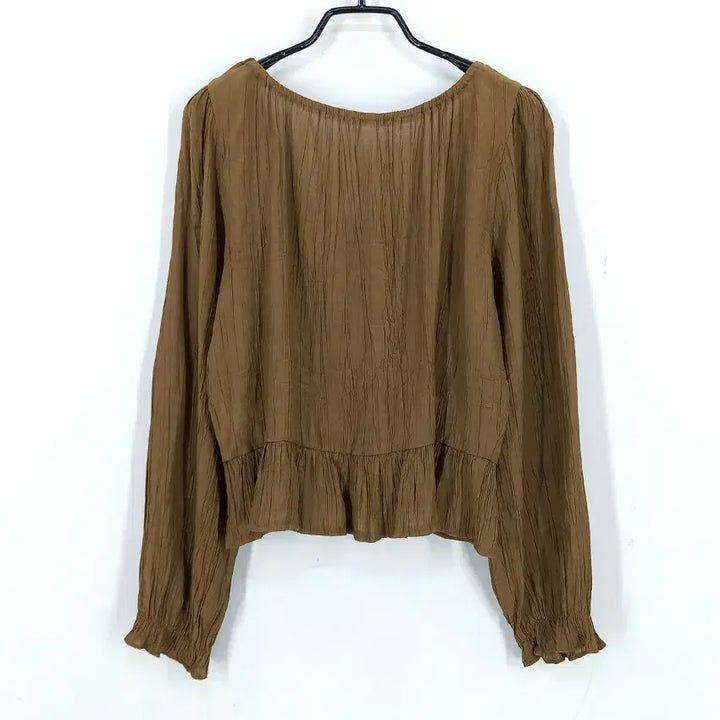 [SOLD OUT] 트렌드컬렉션 여성 춘하 주름 숏블라우스 카키F (HU43962)