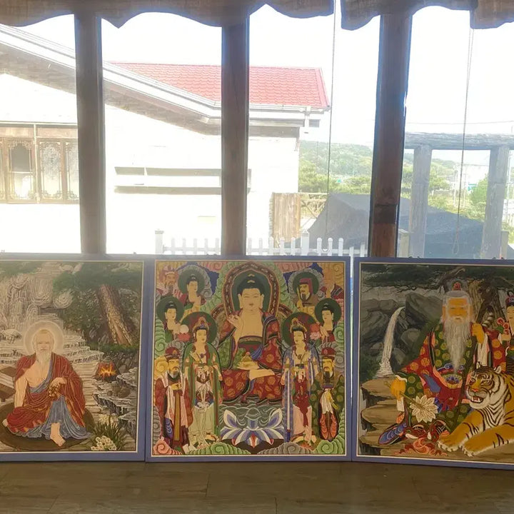 [BUNJANG] Antique Korean Temple Painting (Taenghwa) 3-Piece Set / 불화 탱화 3점 일괄 (사찰품)