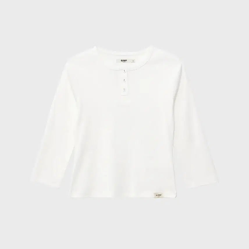 [BUNJANG] Glowny 3/4 Button Fly Tee White S / 글로니 3/4 BUTTON FLY TEE WHITE S