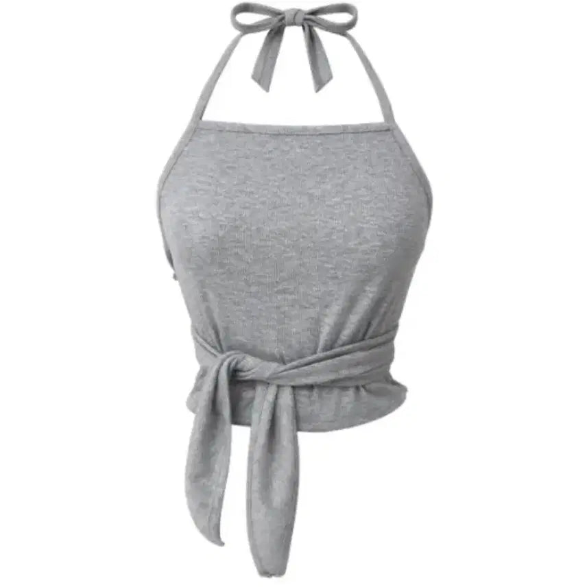 [BUNJANG] Layered Halterneck Gray Bustier / 레이어드 홀터넥 스트랩 뷔스티에 회색