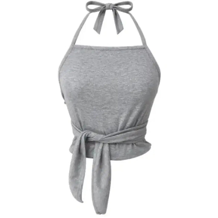 [BUNJANG] Layered Halterneck Gray Bustier / 레이어드 홀터넥 스트랩 뷔스티에 회색