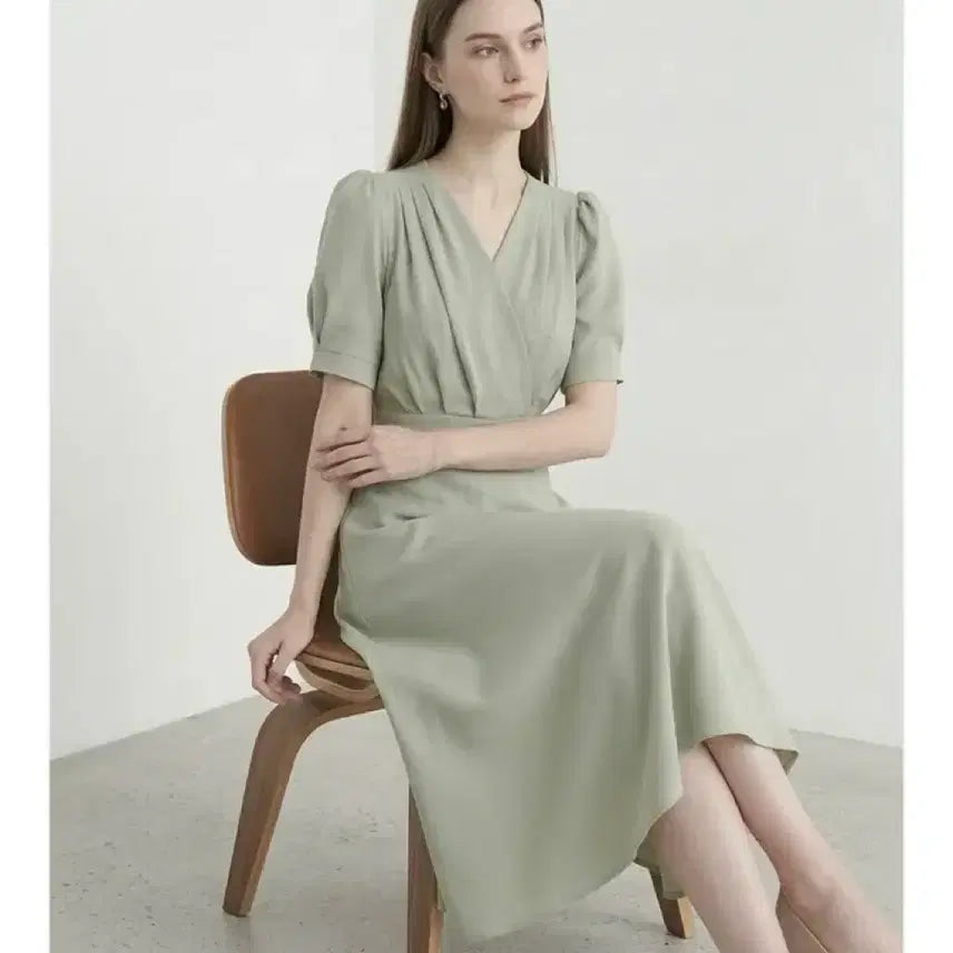 [BUNJANG] Pleated Wrap Long Dress / 랩 플리츠 롱원피스