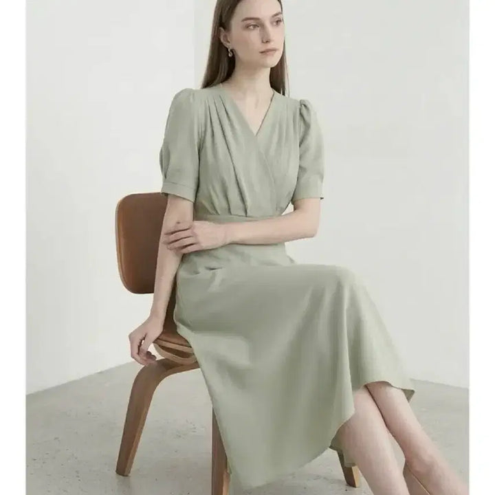 [BUNJANG] Pleated Wrap Long Dress / 랩 플리츠 롱원피스