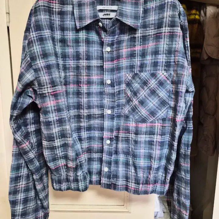 [BUNJANG] Blue Check Crop Shirt / 블루 체크 크롭 셔츠