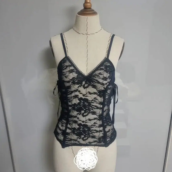 [BUNJANG] Black Lace Corset Top - Size S / 블랙 레이스 코르셋 탑 S
