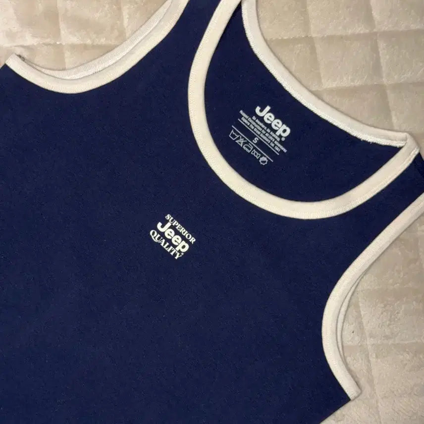 [BUNJANG] Jeep Navy Ringer Sleeveless T-shirt / 지프 네이비 링거 민소매 나시 티셔츠