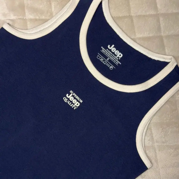 [BUNJANG] Jeep Navy Ringer Sleeveless T-shirt / 지프 네이비 링거 민소매 나시 티셔츠