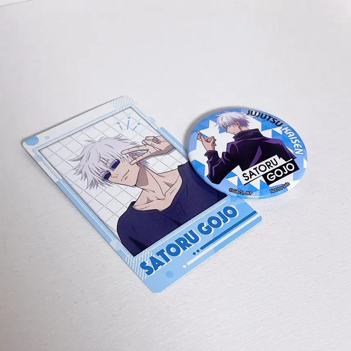 [BUNJANG] Jujutsu Kaisen Gojo Satoru Badge &amp; Photocard Bundle Set / 고죠 사토루 벳지, 포카 일괄