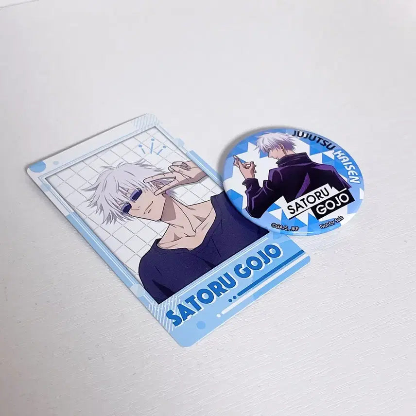 [BUNJANG] Jujutsu Kaisen Gojo Satoru Badge &amp; Photocard Bundle Set / 고죠 사토루 벳지, 포카 일괄
