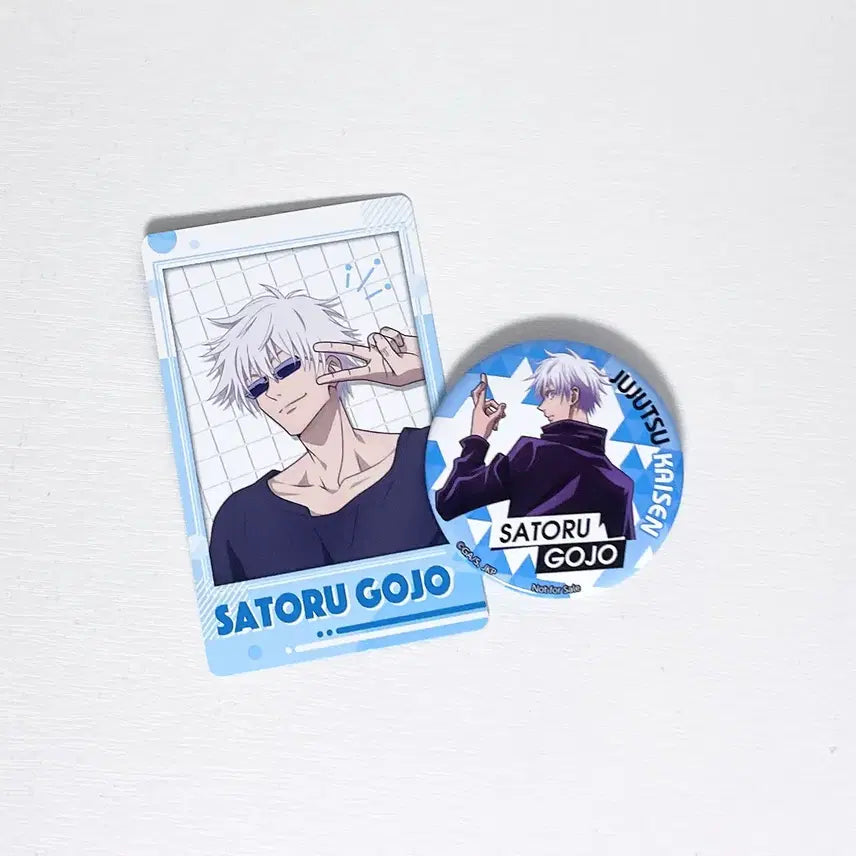 [BUNJANG] Jujutsu Kaisen Gojo Satoru Badge &amp; Photocard Bundle Set / 고죠 사토루 벳지, 포카 일괄