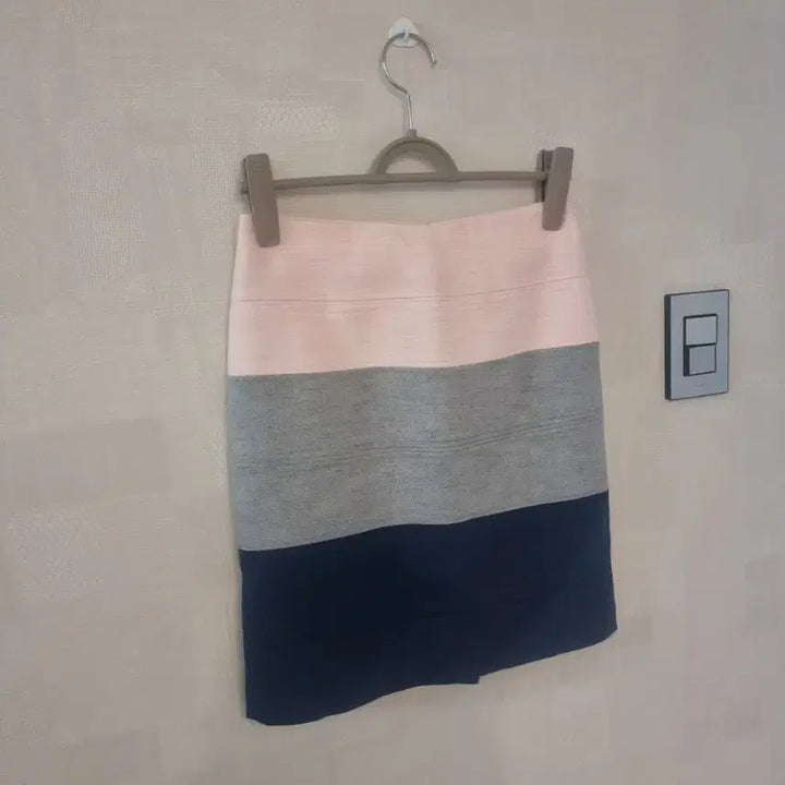 [BUNJANG] Colorblock H-Line Midi Skirt (Pink/Gray/Navy) / 여름 스커트 배색 H라인 스커트 핑크/회색/네이비 55