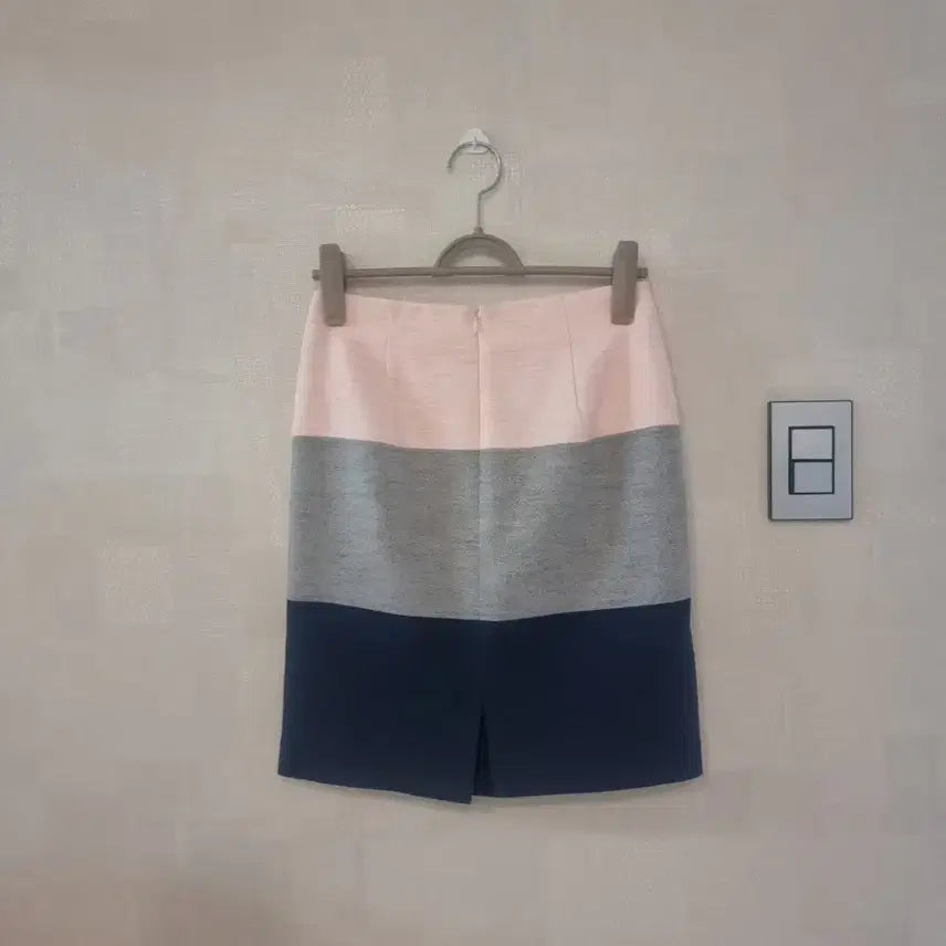 [BUNJANG] Colorblock H-Line Midi Skirt (Pink/Gray/Navy) / 여름 스커트 배색 H라인 스커트 핑크/회색/네이비 55