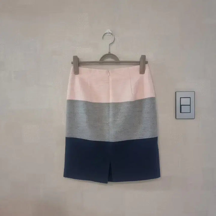 [BUNJANG] Colorblock H-Line Midi Skirt (Pink/Gray/Navy) / 여름 스커트 배색 H라인 스커트 핑크/회색/네이비 55