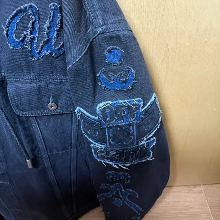 [BUNJANG] Off-White Black Denim Hooded Jacket / 오프화이트 블랙 데님 후드 자켓