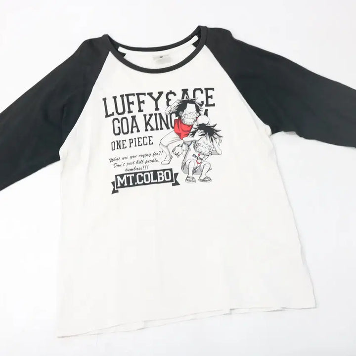 [BUNJANG] One Piece Luffy &amp; Ace Goa Kingdom Vintage Raglan 7-Sleeve T-Shirt (LL) / 원피스 루피 &amp; 에이스 고아 왕국 빈티지 래글런 7부 티셔츠 (LL)