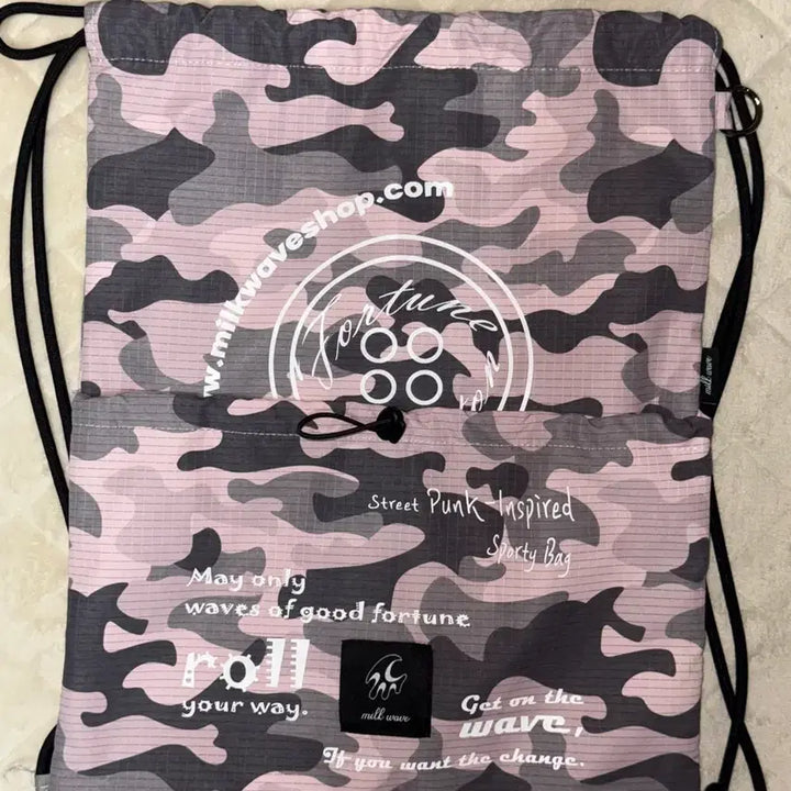 [SOLD OUT] 밀크웨이브 핑크 카모 스트링 백팩 짐색