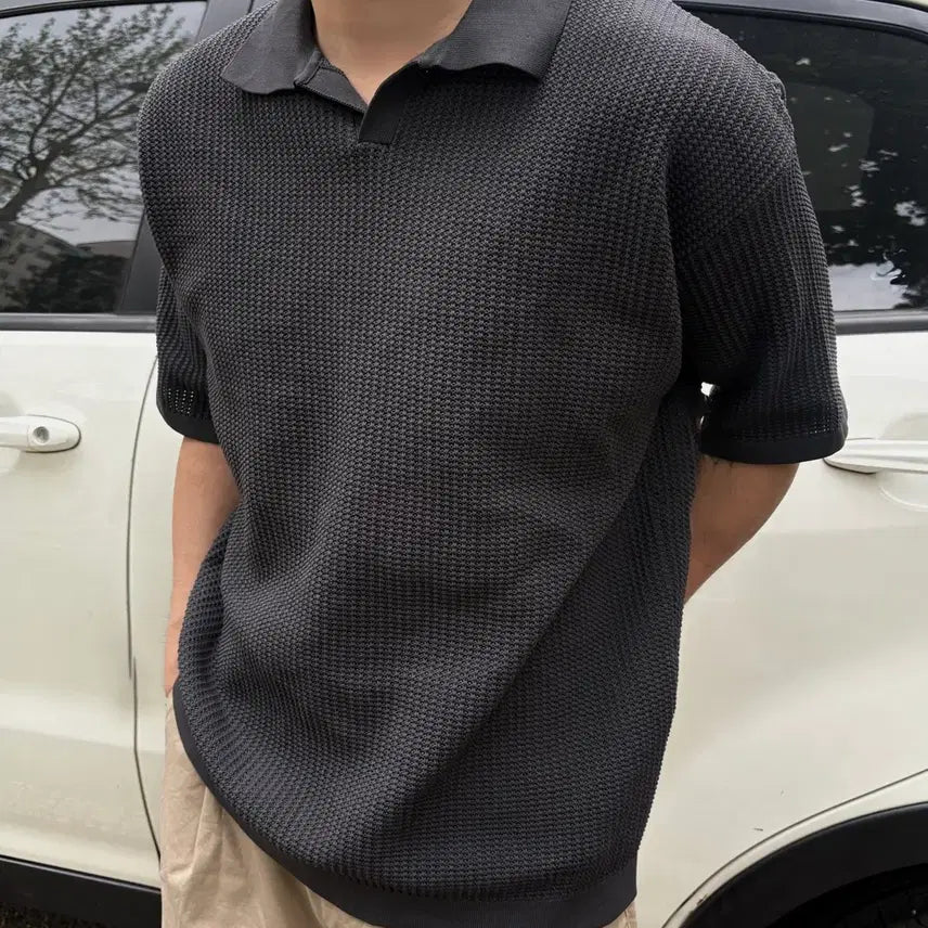 [BUNJANG] 8seconds Dark Gray Short Sleeve Polo T-Shirt L / 에잇세컨즈 다크그레이 반팔카라티 L / 세탁완료