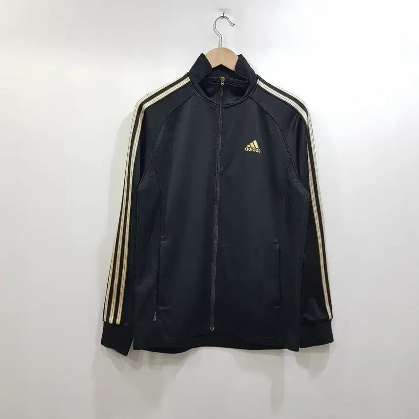 [BUNJANG] Adidas Embroidered Logo Black Oversized Jersey Track Top Zip Jacket Men&